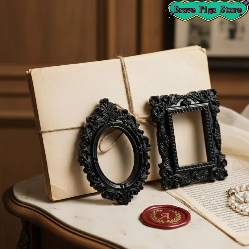 cadres decoratifs noir decorations florales baroque vintage gothique victorien bijoux argents