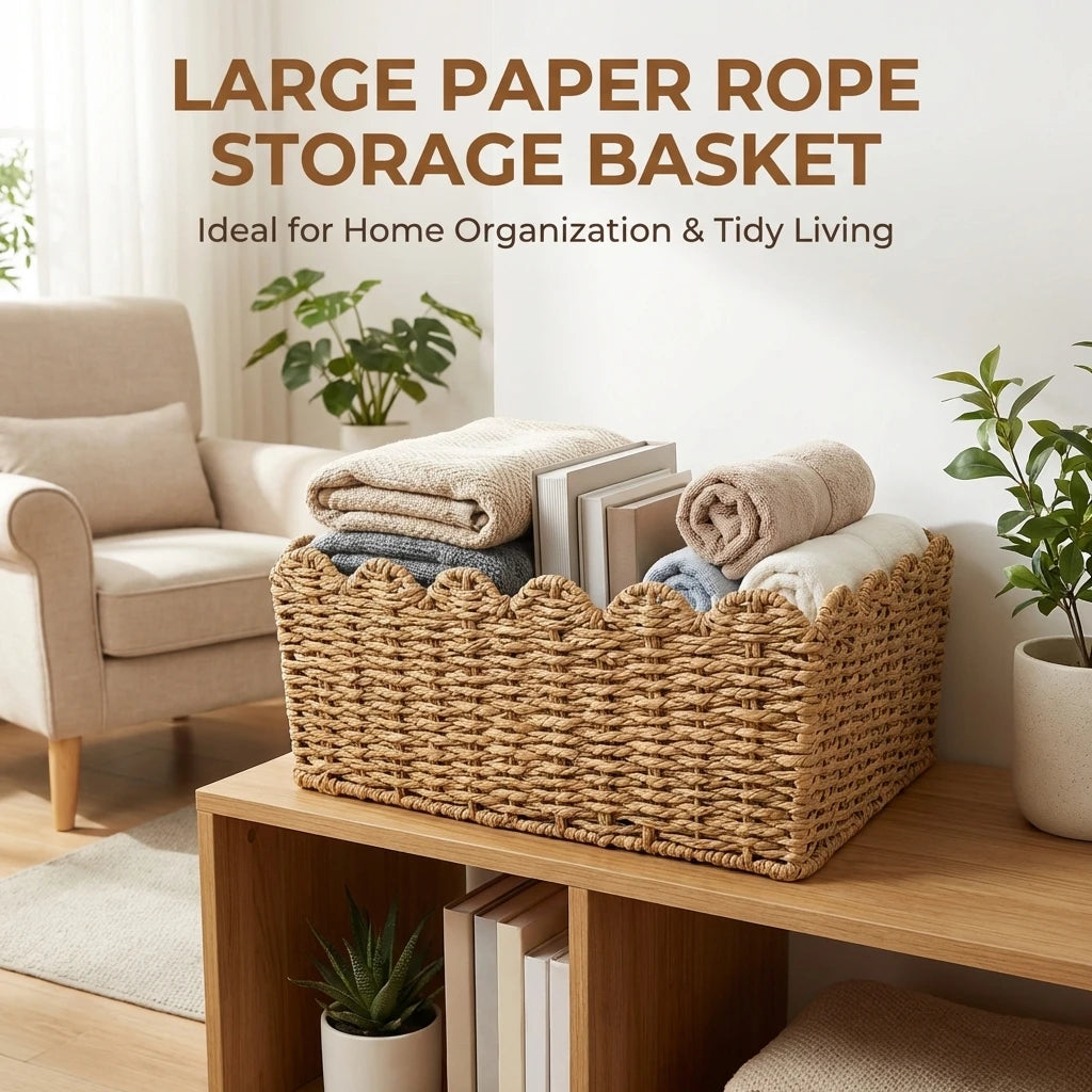 panier rangement tressé osier naturel rustique bohème salon chambre organisation rangement serviettes peluches