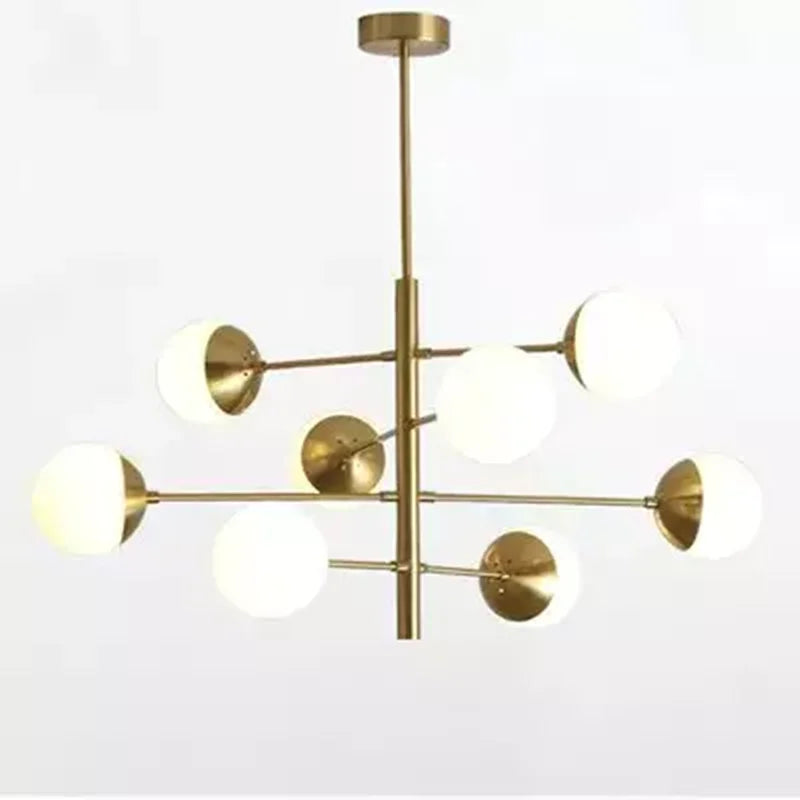 suspension lumineuse moderne sphères translucides or blanc scandinave led 10 têtes 12 têtes