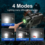 lampe torche plongée rechargeable led 30w ipx8 étanche 500m noir ceinture ajustable haute puissance