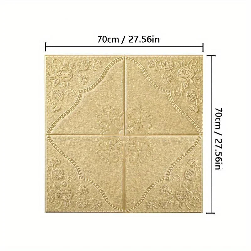 panneau décoratif mural blanc floral relief classique adhésif 70cm 70cm