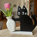 support mural vase noir dessin chat yeux blancs adhésif décoration moderne aimant réfrigérateur