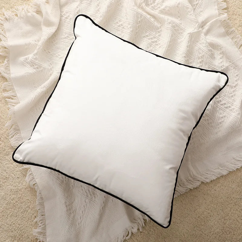 housse coussin velours noir blanc moderne élégant 30x50cm 45x45cm 50x50cm