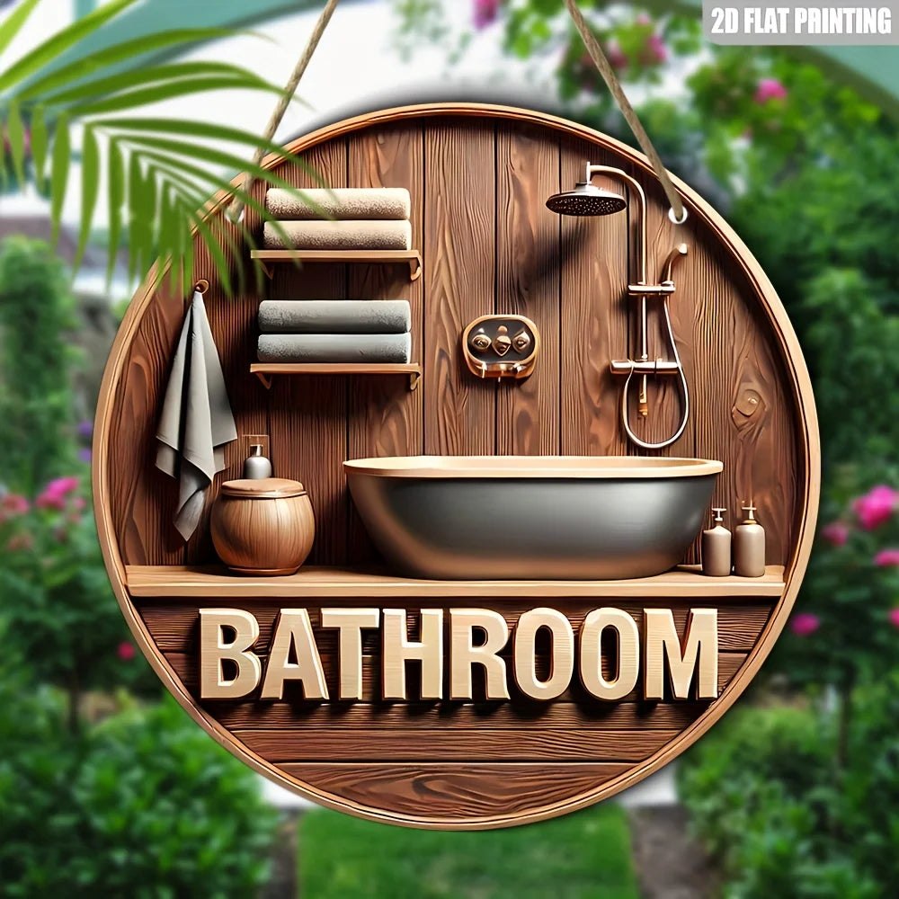 panneau decoratif mural bois naturel rond vintage rustique salle bains