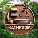 panneau decoratif mural bois naturel rond vintage rustique salle bains