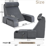 coussin lecture gris uni mousse polyester coton poches arrière confortable ergonomique adulte lit sofa