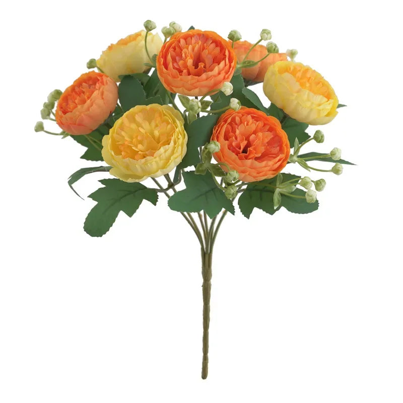 bouquet fleurs artificielles pivoine soie violet rose orange classique decoration maison intérieur