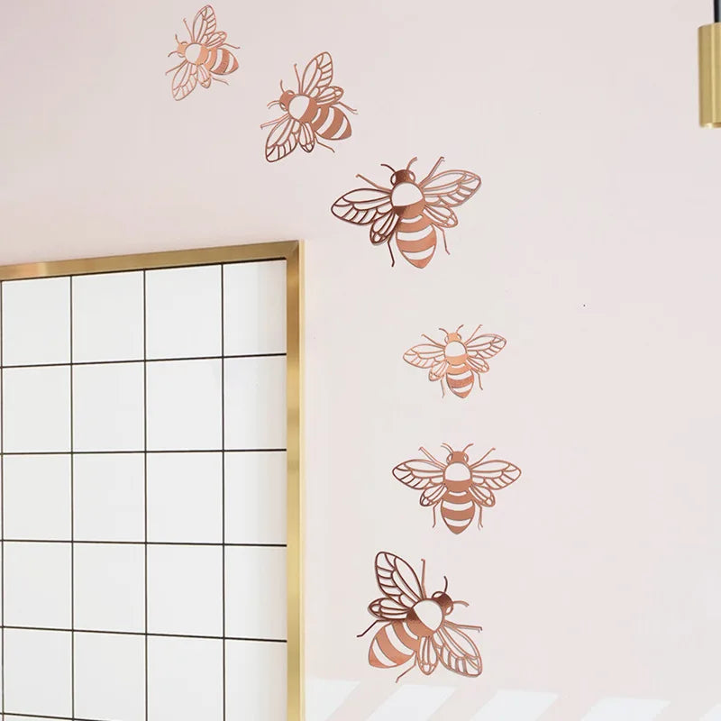 autocollants abeilles or noir moderne minimaliste adhésif 12 pièces chambre enfant décoration intérieure festive