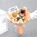 bouquet fleurs artificielles graduation couleur blanc jaune bleu rose vert figurine ruban décoration maison