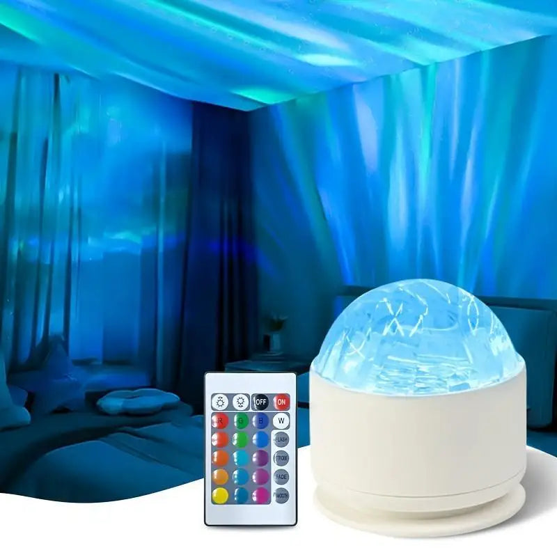 projecteur atmosphérique led blanc transparent moderne télécommande 16 couleurs rotation automatique chambre enfants fête