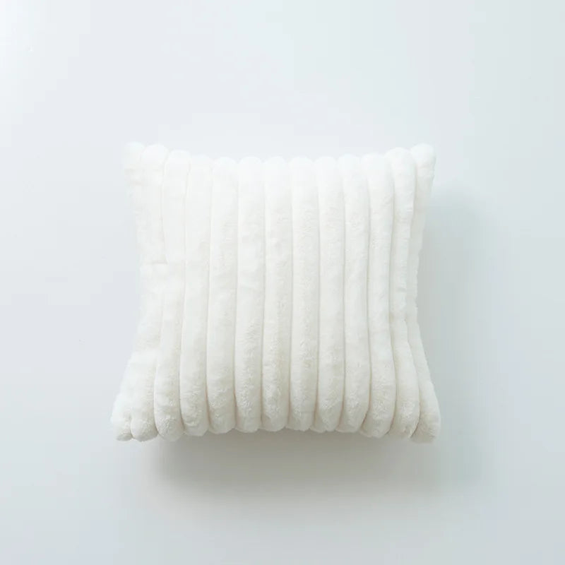 coussin décoratif moderne double face peluche rouge orange vert blanc rose
