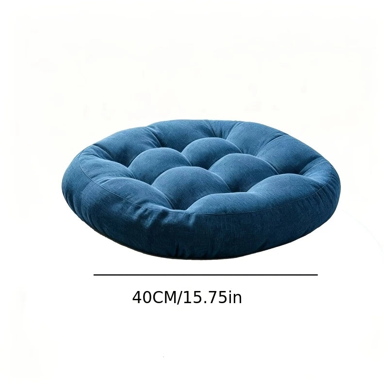 coussin sol rond velours méditation yoga confort moderne bleu marron jaune