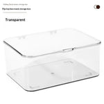 boîtes rangement transparentes modernes clics livres stylos théière tasses masques télécommande