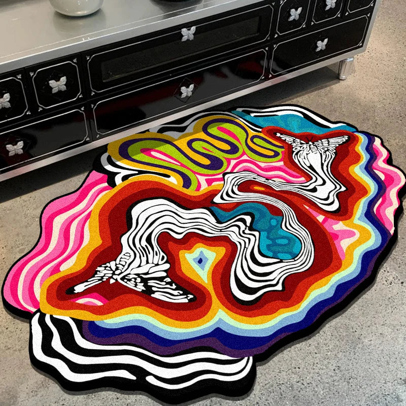 tapis multicolore abstrait moderne antidérapant absorbant eau chambre salon intérieur polyester