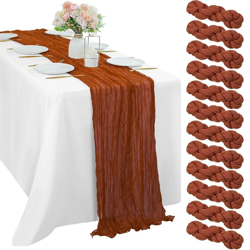 nappes longues décoratives plissées couleurs lilas rose beige semi transparentes romantique table runners
