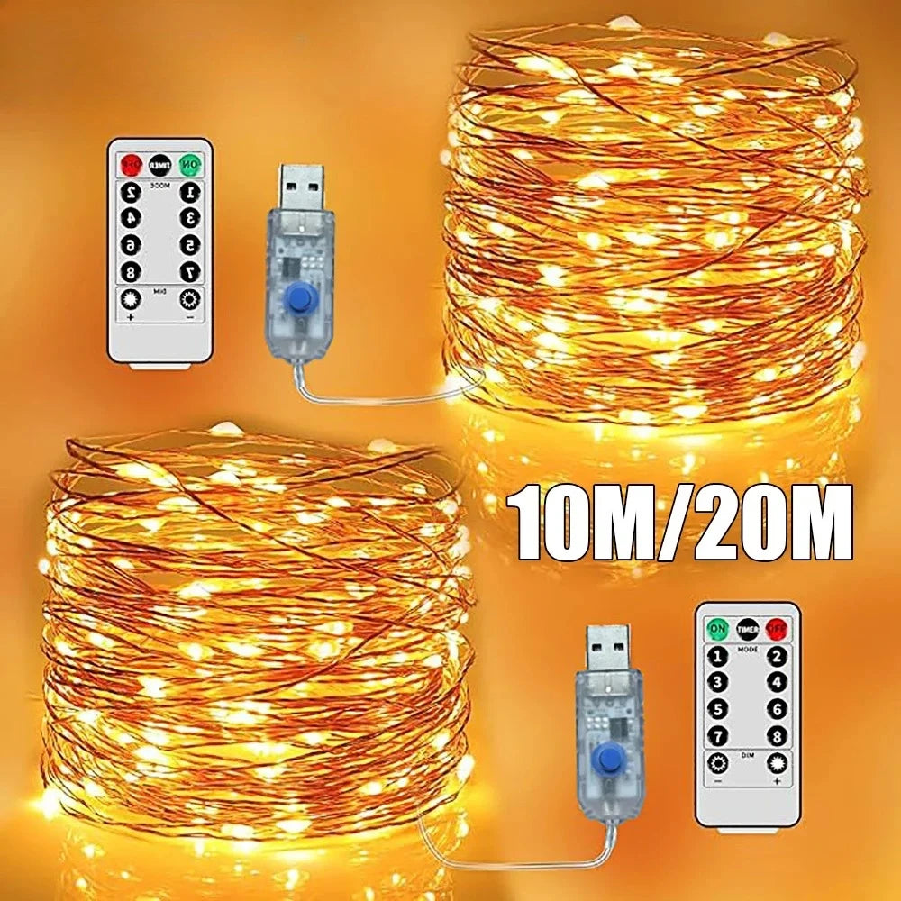 guirlande lumineuse led 10m 20m waterproof adhésive moderne noël décoration intérieure extérieure