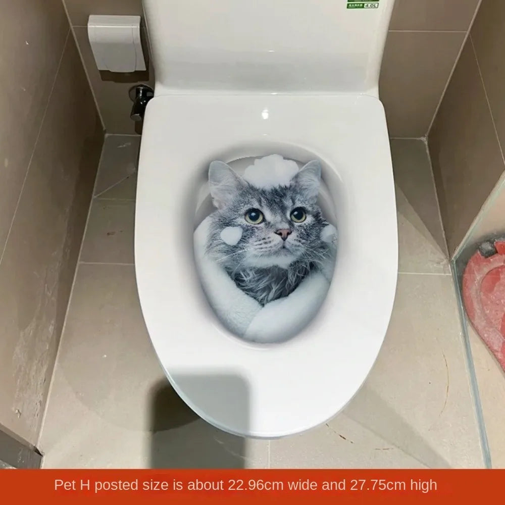 stickers decoratifs toilette animaux 3d realistes blanc gris beige opaques diverse options variante
