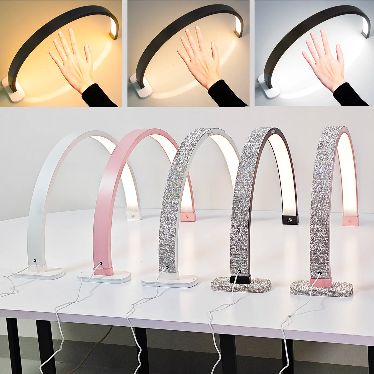 lampe moderne brillante rose blanc réglable 3200k 6500k interrupteur câble alimentation