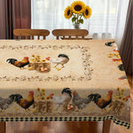 nappe rectangulaire imperméable poules coqs rustique fête cuisine
