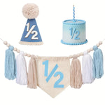 décoration anniversaire enfant kit ans guirlande pompons chapeau gâteau bougie