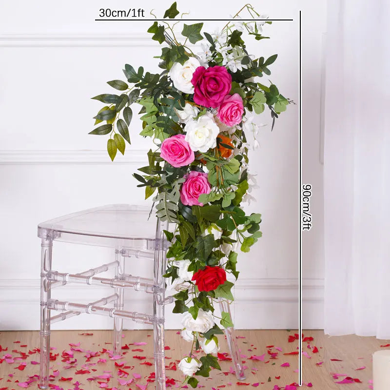 Arche décorative mariage fleurs artificielles rose rouge verte anniversaire baby showerextérieur classique festif
