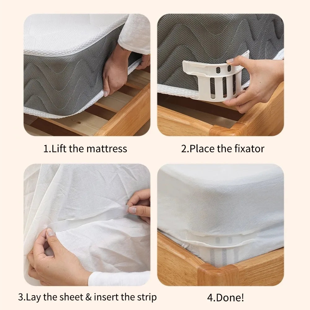 fixateurs draps adhésifs réutilisables blanc gris modernes bandes adhésives chambre lit