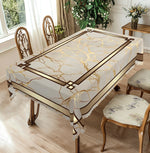 nappe table marbre doré classique imperméable extérieur mariage pâques beige marron veines scallops