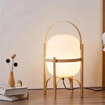 lampe table bois naturel verre blanc moderne minimaliste salon chambre étude