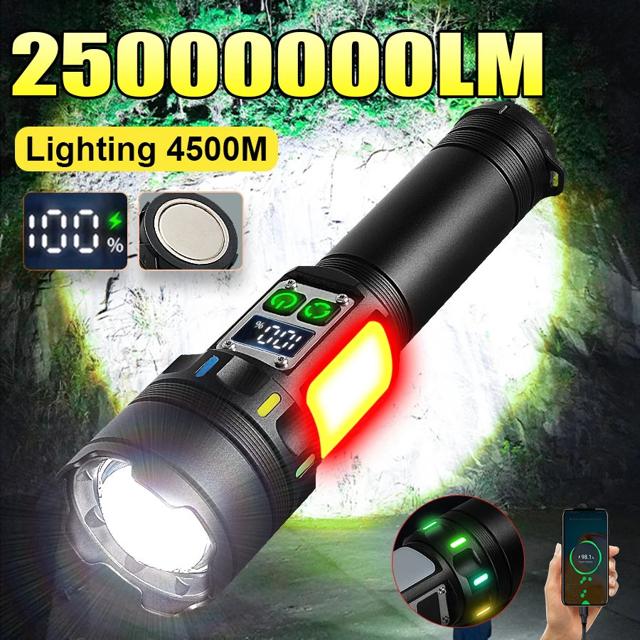 lampe torche led rechargeable 80w aimantée résistante lumière intense pêche camping travail