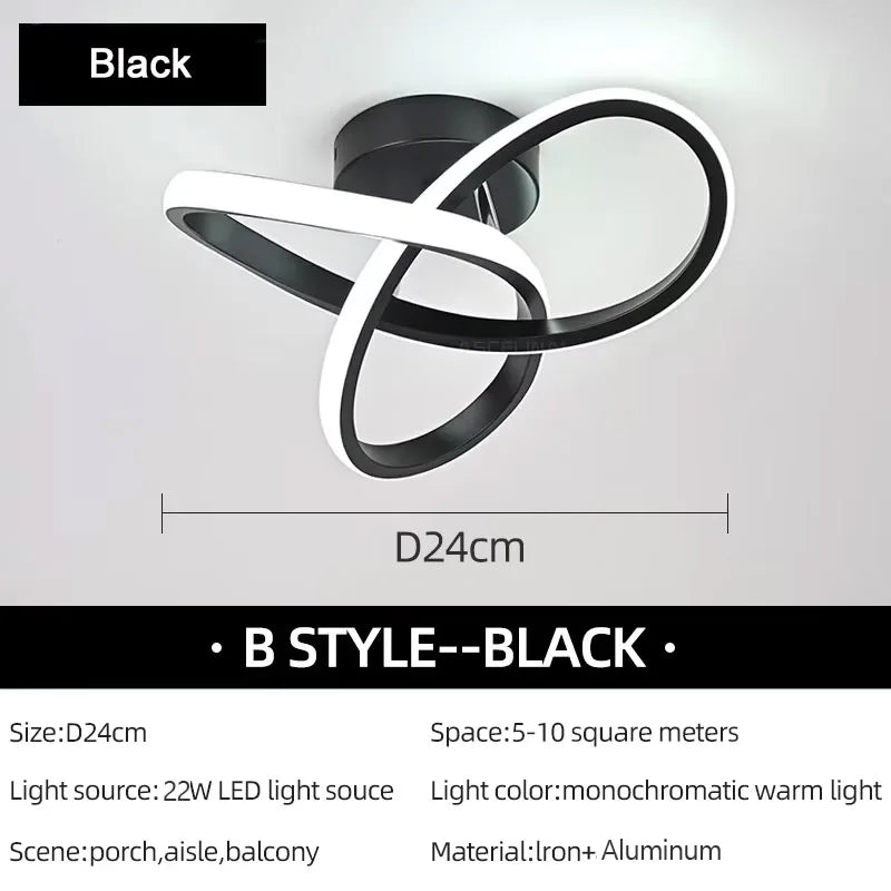 lampe moderne anneaux entrelacés blanc noir éclairage quotidien led interrupteur tactile 10 15 sources