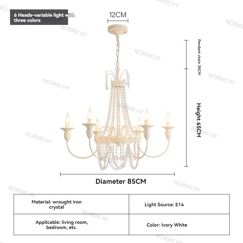 lustre cristal blanc chambre salon classique suspension ampoules led encastrée