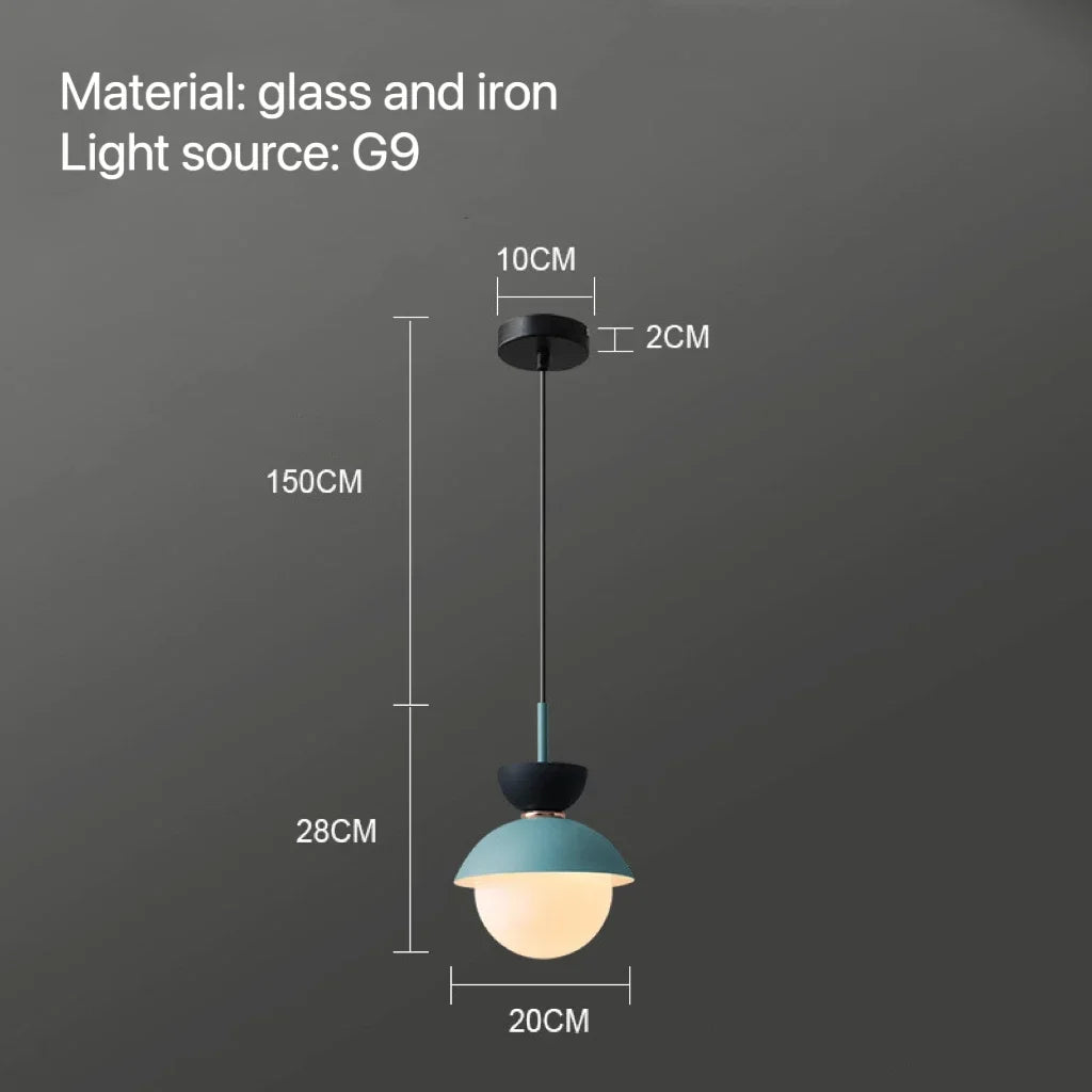 suspension lumineuse moderne pendentif câble bleu rose gris sphérique mat