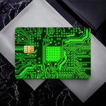 carte bancaire personnalisée adhésive circuit imprimé vert fond noir étanche résistante rayures empreintes digitales