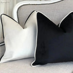housse coussin velours noir blanc moderne élégant 30x50cm 45x45cm 50x50cm