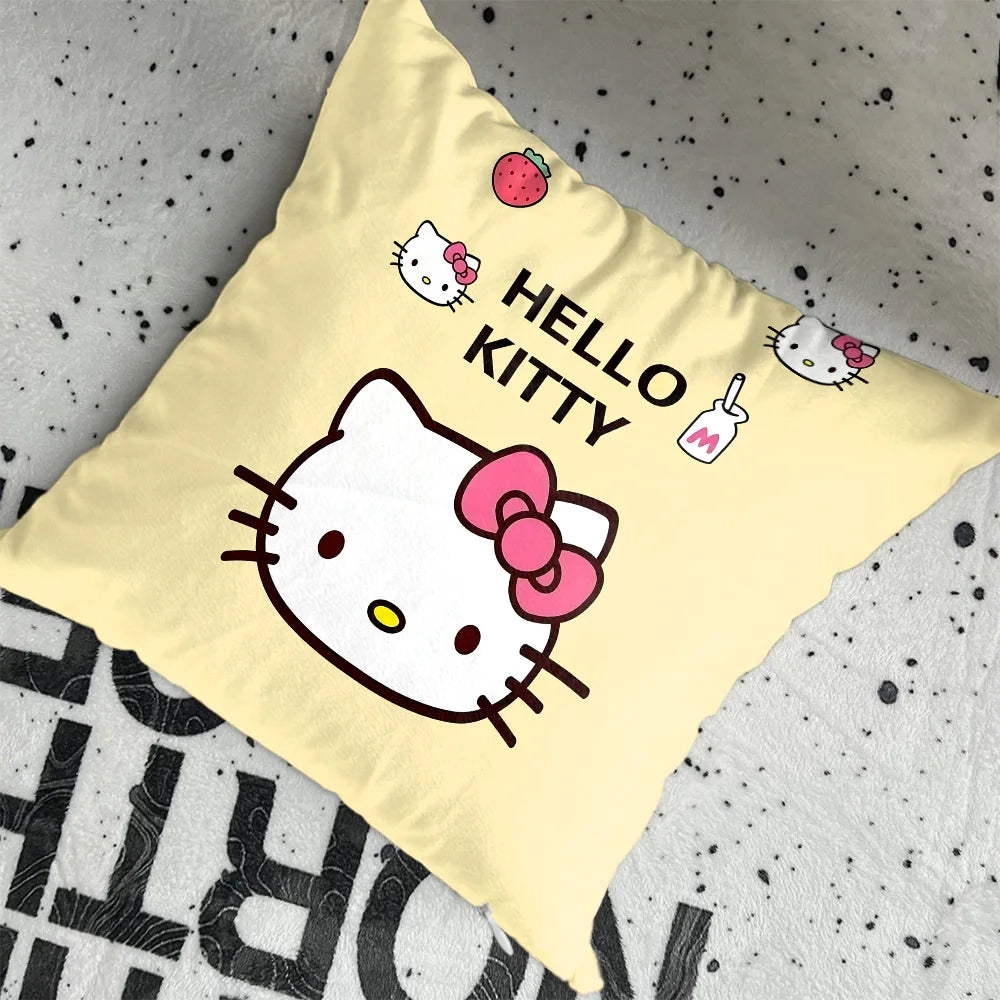 housse coussin carré hello kitty motif fleurs lapin ours coeurs chaussettes polyéstère decorative lit