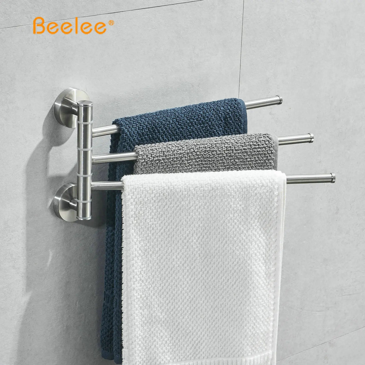 porte serviettes mural moderne acier inoxydable brossé fixations argente argenté lisse