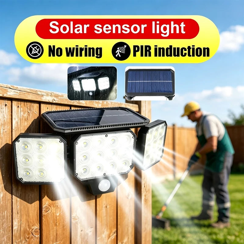 lampe solaire détecteur mouvement noir led ip65 murale moderne sécuritéextérieur jardin