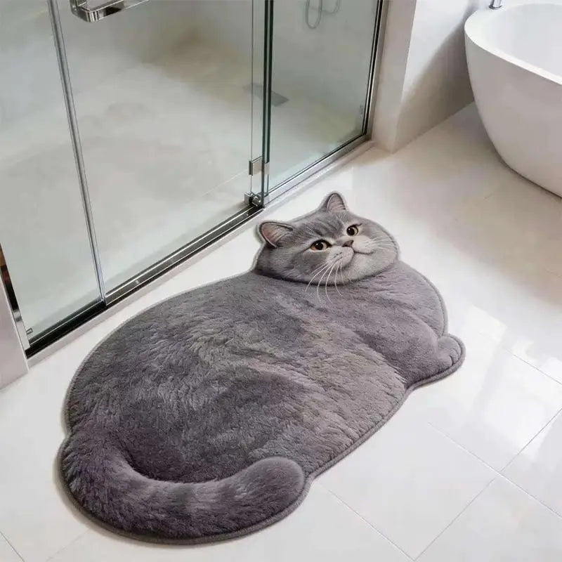 tapis sol antidérapant chats chiens pelucheux moderne décoration maison beige gris bleu marine
