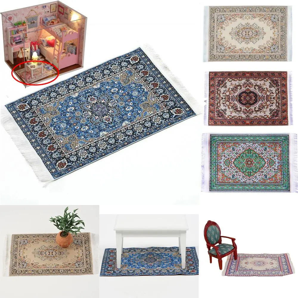 tapis rectangulaire traditionnel motif floral bordure frisée adhésif opacité rétro textiles vintage
