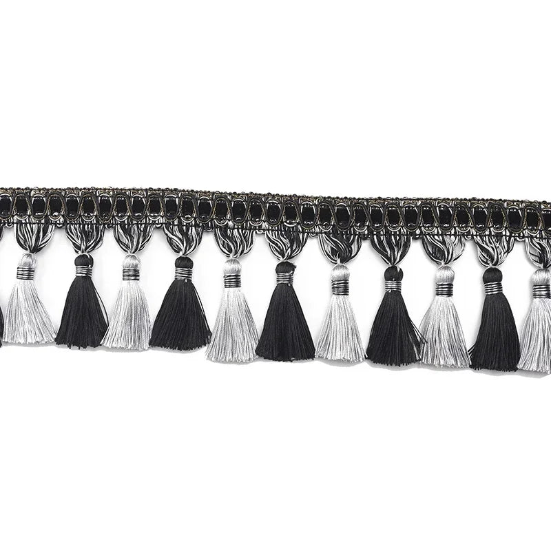 ruban franges polyester rose pâle rose clair gris clair noir beige motifs dorés classique