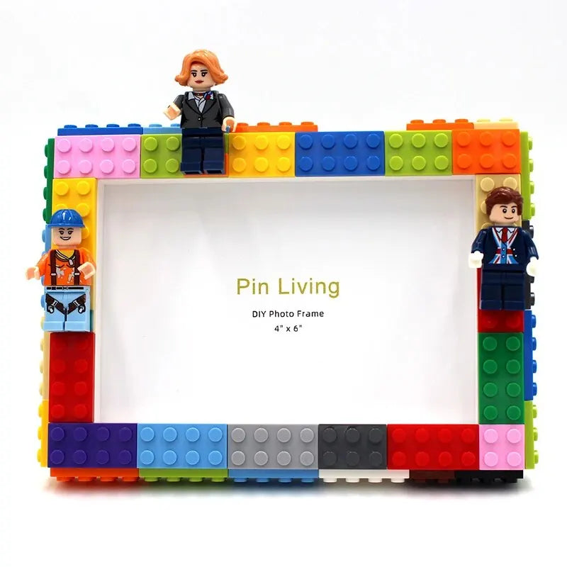 cadre photo diy briques lego ludique coloré enfantin rouge jaune bleu vert violet orange