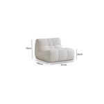 Fauteuil moderne tissu bouclé beige clair coussins d'assise dossier minimaliste