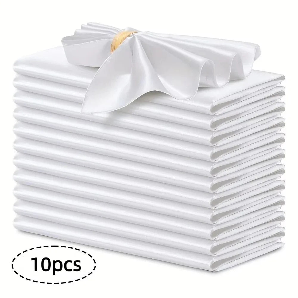serviettes satinées classiques blanc cassé 30cm table maison restaurant festives