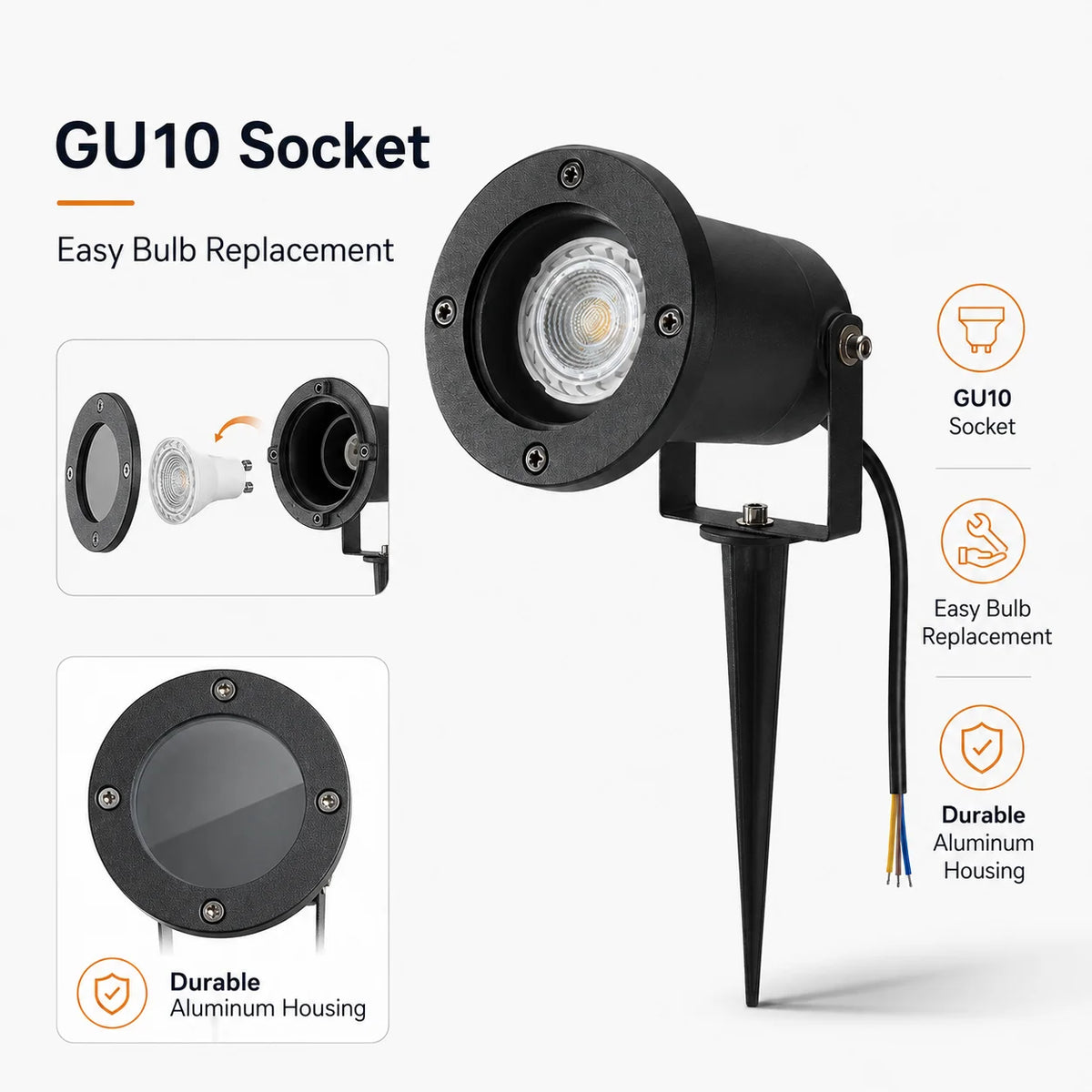 spot jardin extérieur moderne épingle sol verre trempé ip65 led 3000k 4000k 6000k 7w