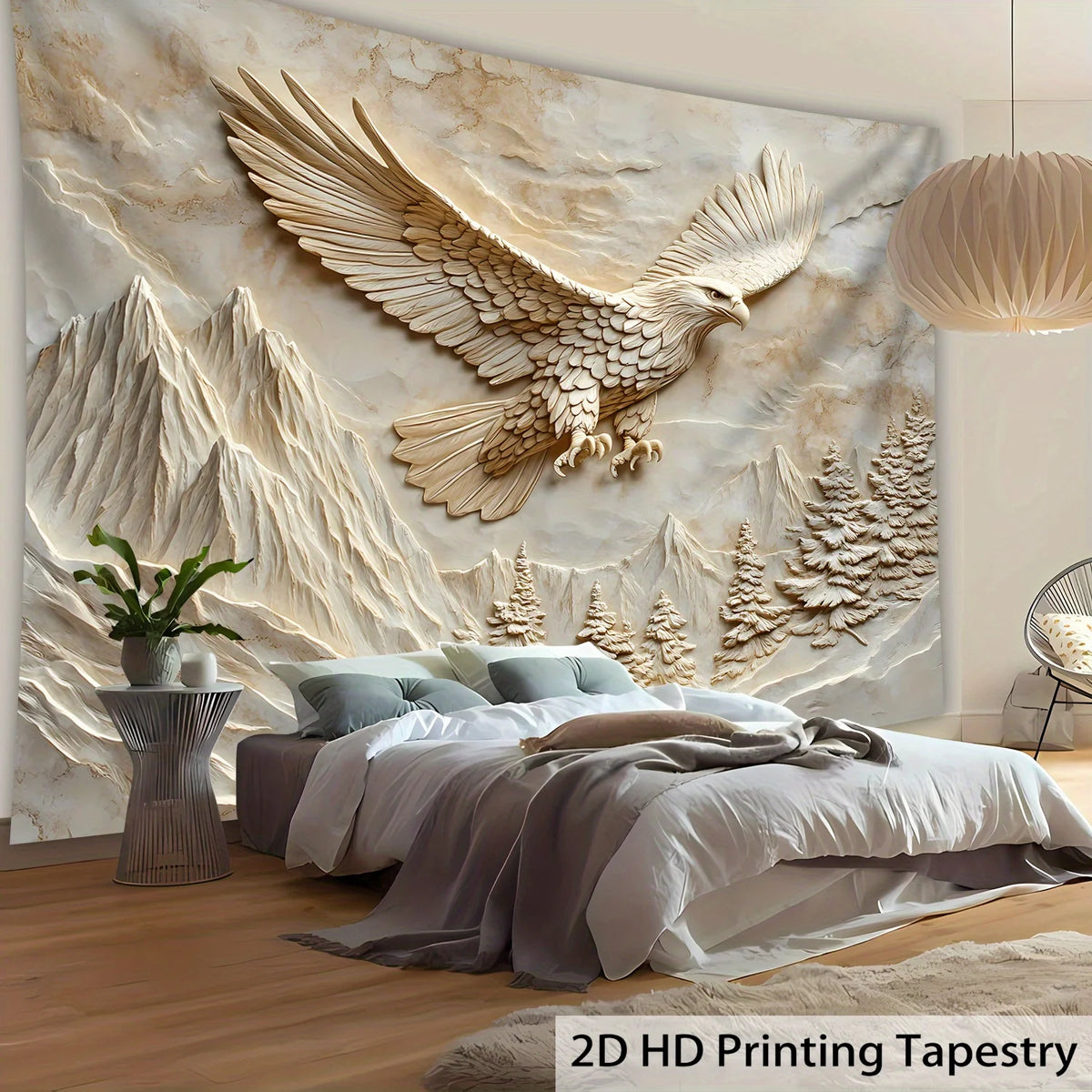 tapisserie oiseau vol montagne forêt 3d impression numérique moderne grande taille décoration maison chambre