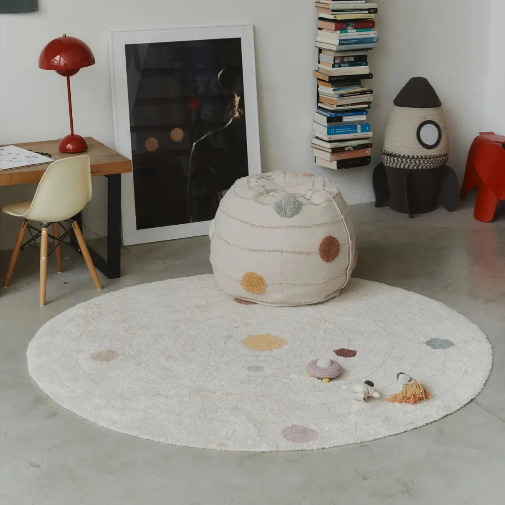 tapis rond moderne peluche points colorés astronaute vaisseau spatial bébé enfants salon chambre prièreextérieur
