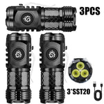 lampe torche rechargeable led 1000lm noir clip étanche 18350 compact usb emergency camping
