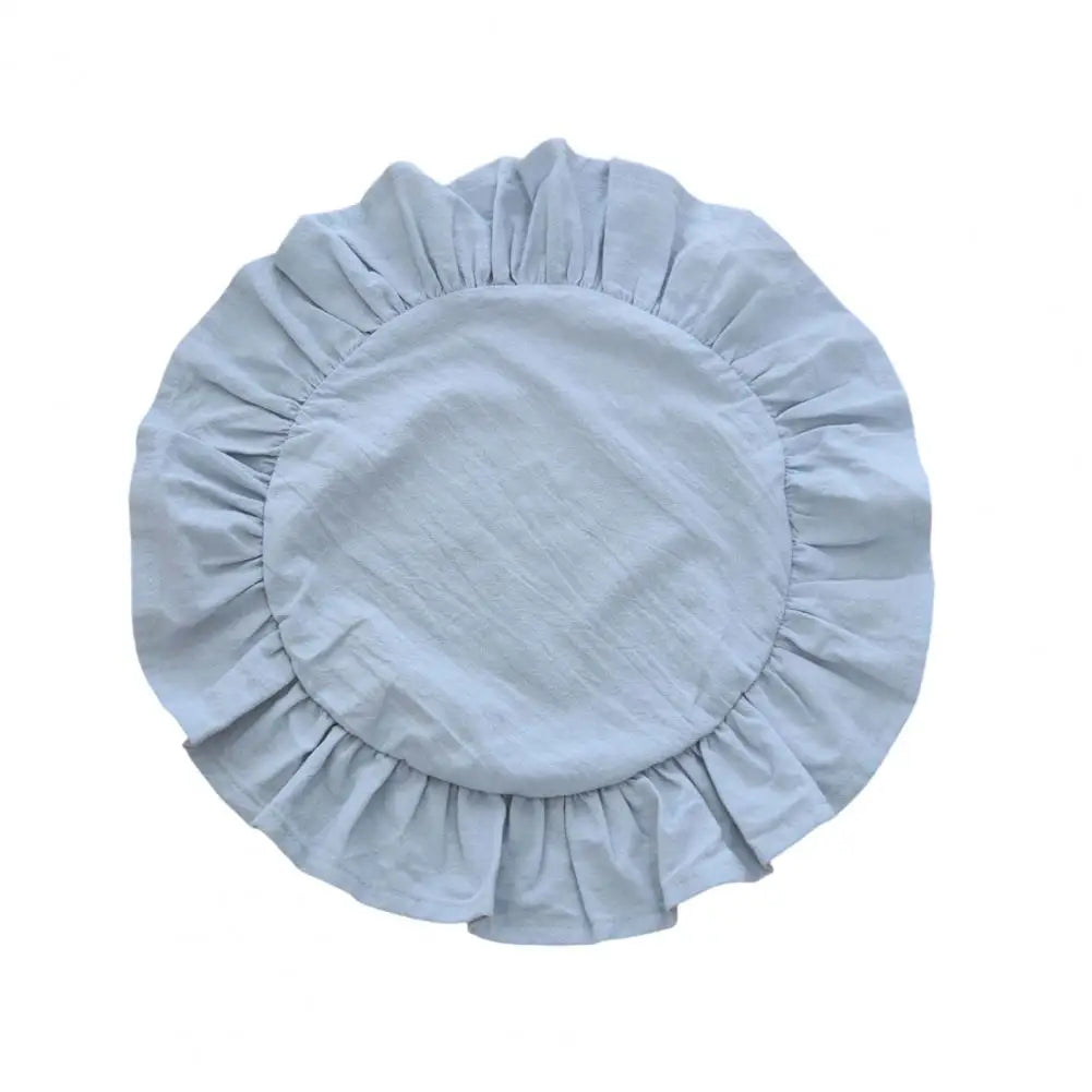 serviettes table vert clair rose pâle beige clair bleu clair bord festonné rustique doux
