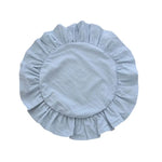 serviettes table vert clair rose pâle beige clair bleu clair bord festonné rustique doux