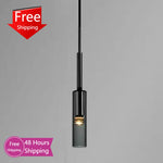 lampe suspendue moderne minimaliste câble noir gris doré verre transparent métal chambre salon étude